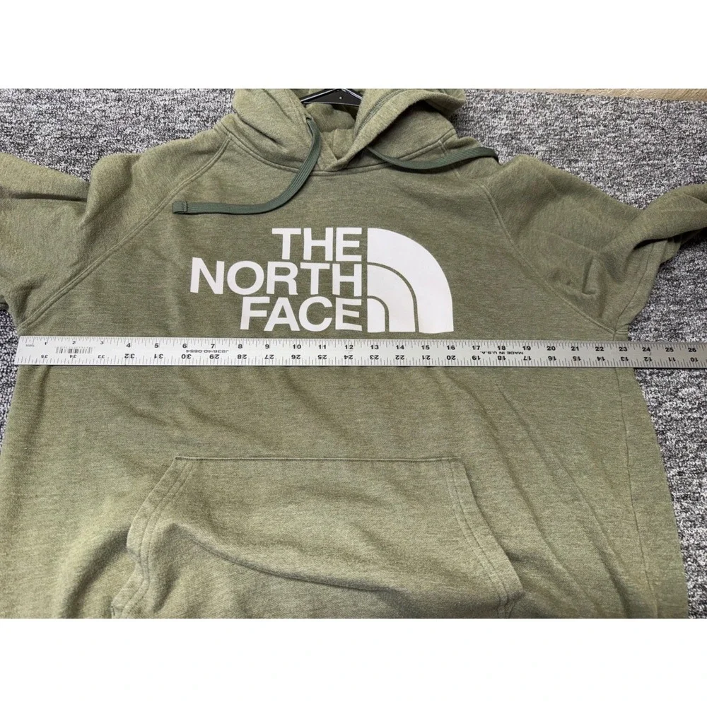The North Face Mens Large Olive Green Heathered Logo Pullover Hoodie Sweatshirt